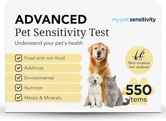 Intolerance Test for Dogs & Cats | 1,100 Items Tested | Hair Sample | Intolerance/Sensitivity test for your pet. Screens 550 food, environmental and nutritional items. Quick results in 35 days