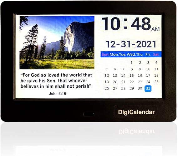 Digital Bible Verse Calendar programmed for next 50 years. Religious Clock. Christian Gift. Year round Advent Calendar.