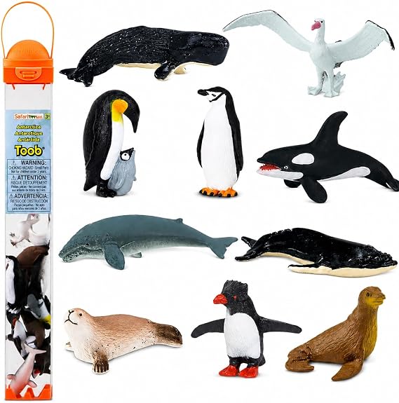 Safari Ltd. Antarctica Toob - 10 Mini Animal Figurines Toy Set for Kids