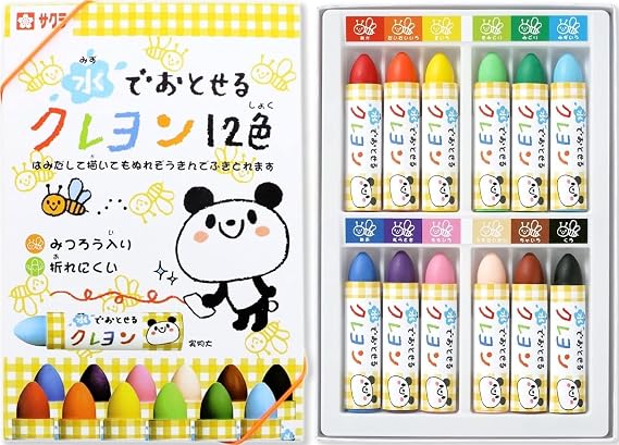 Sakura Crayons Water-Removable Crayons, 12 Colors WYL12
