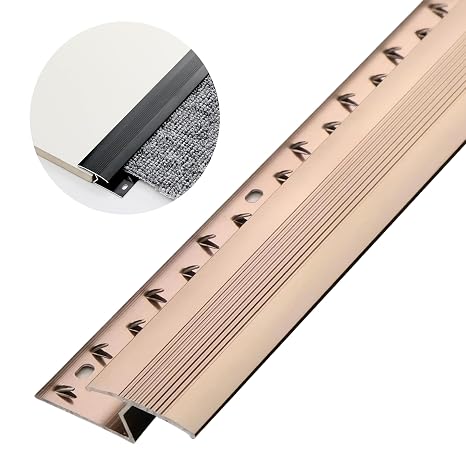 Aluminum Alloy Floor Transition Strip:Cuttable Carpet Edge Protector,Carpet to Tile Threshold Strip,Door/Carpet/Tile/Threshold Reducer,Carpet Edge Trim for Home,Office,Hotel,0.9m (Rose Gold)