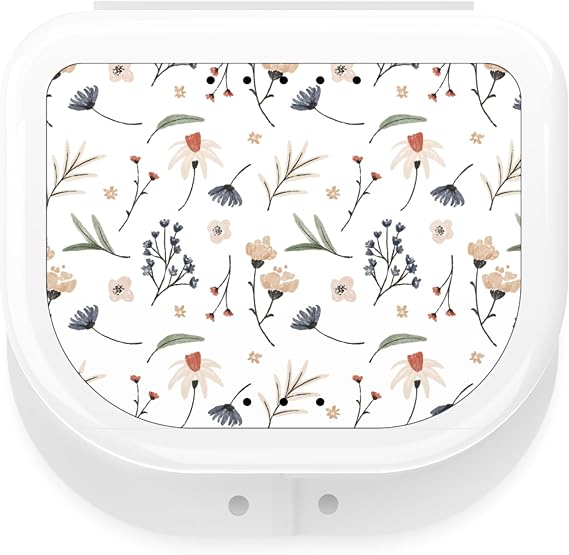 Retainer Case, Cute Floral Design, White, 1 Pack