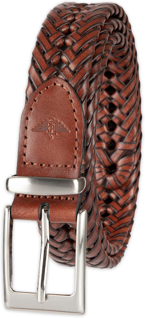 DOCKERS Men's Braided Leather Belt, Fully Adjustable Casual Strap for Everyday Wear