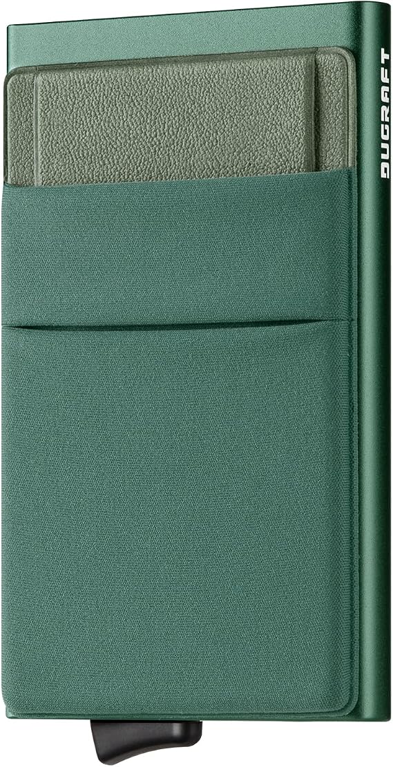 DUGRAFT Minimalist Card Wallet for Men, Slim Wallet Card Holder Pop Up Wallet with Front Pocket RFID Blocking Metal Credit Card Case for Men, Small Smart Wallet, Gift Box Packaging (Midnight Green)
