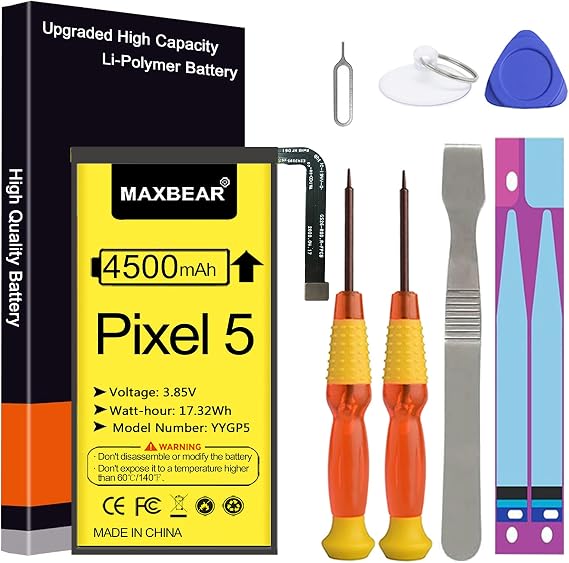 MAXBEAR 4500mAh 3.85V Li-Polymer Replacement Battery for HTC Pixel 5 5G with Repair Tool Kit