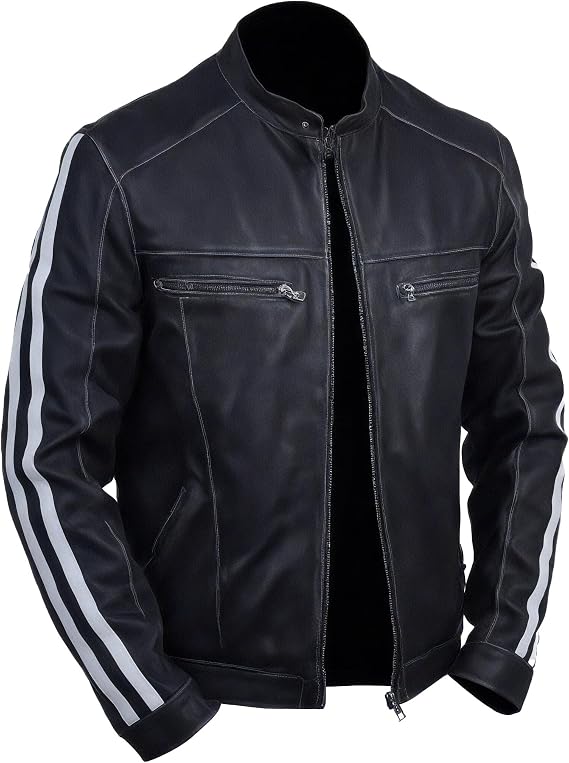 Men's Resident Leon S Kennedy Evil Vendetta Genuine Leather Black Biker Motorcycle Leather Jacket