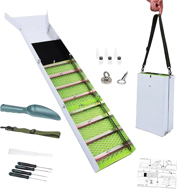 Portable Sluice Box Gold Panning Kit with Accessories for River Prospecting and Dredging Activities