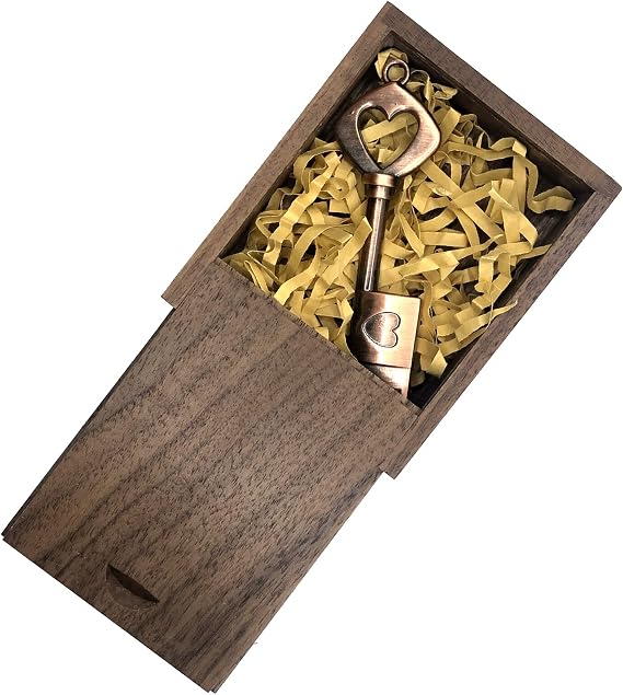 64GB USB 3.0 Wedding USB Flash Drive with Wooden gift Box, High Speed Up to 100MB/S Keychain exFat Thumb Drive Jump Drive Gift for Anniversary/Birthday/Photographer/Wedding
