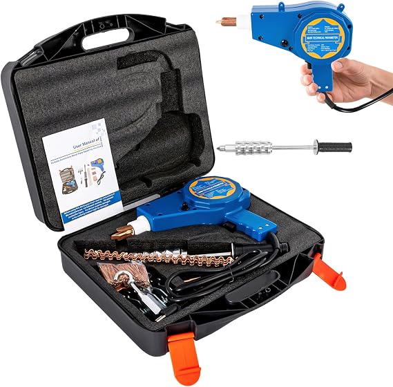 LYNICESHOP Stud Welder Kit 0-10KW Adjustable, 110V Dent Puller with Carrying Case, for Auto Body Repair on 2mm Iron, Includes Pull Hammer & Accessories
