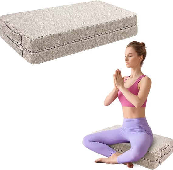 Rectangular Yoga Bolster Pillow Foam Wedge Meditation Floor Pillow for Adults, Large Meditation Cushion Floor Seat, Yoga Pillow & Floor Cushions for Sitting, Meditation, Outdoor Yoga