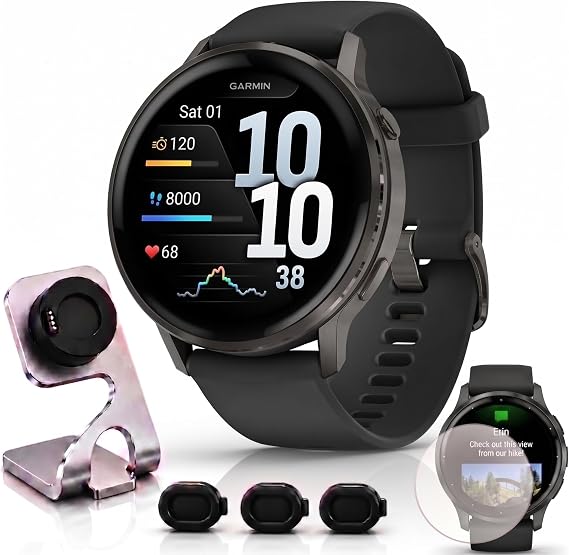 Garmin Venu 4 Health Fitness GPS Smartwatch 45mm AMOLED Bundle