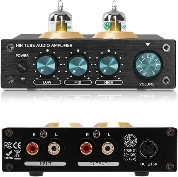 Phono Preamp, Bench Preamplifier, Hi Fi Tube Stereo Audio Amplifier, Hi Fi Audiophile Preamplifier for Home Audio Record Player Sound System (US Plug)