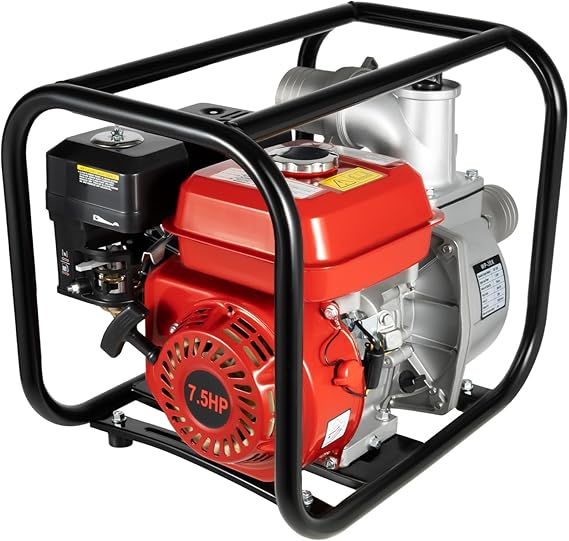Gasoline Engine Water Pump,7.5HP 3inch Gas Powered Trash Water Transfer Pump,Garden Farm Irrigation Petrol Pump Portable High Pressure for Irrigation Pool
