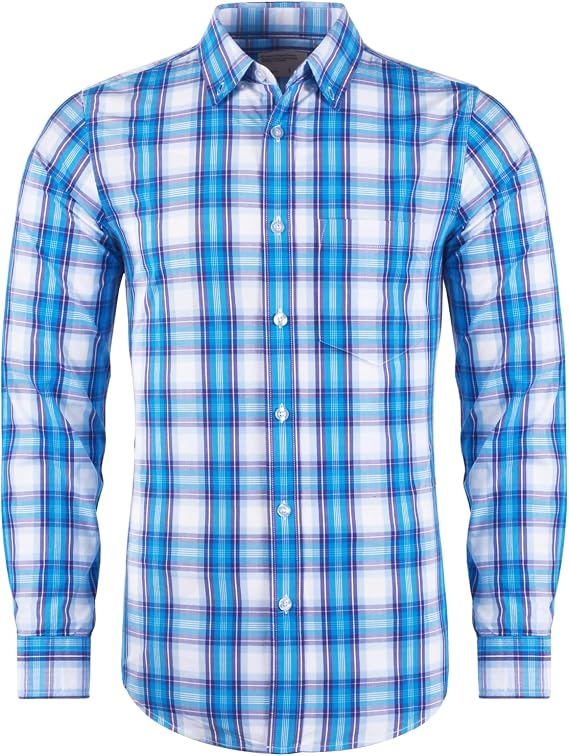 Mens Plaid Long Sleeve Button Down Western Casual Shirt Slim Fit Shirts