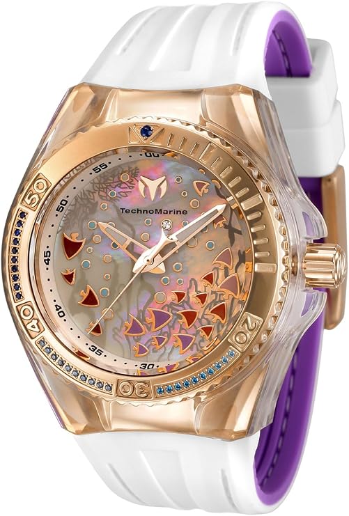 TechnoMarine Women's Cruise Dream Stainless Steel Quartz Watch with Silicone Strap, White, 26 (Model: TM-119021)
