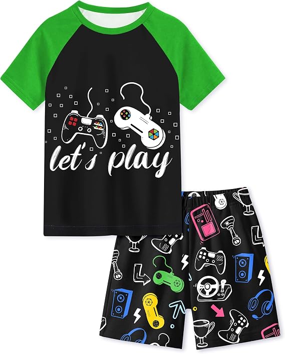 Fiodrimy Boys Pajamas Toddler Boys Summer Pajamas Dinosaur 2 Piece Short Sleeves Boy Pjs Kids Sleepwear Size 3-8 Years
