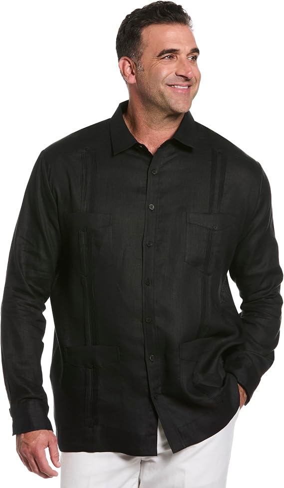 Cubavera Men's 100% Linen Four-Pocket Long Sleeve Button-Down Guayabera Shirt (Available in Big & Tall) Button Down Shirt (Pack of 1)