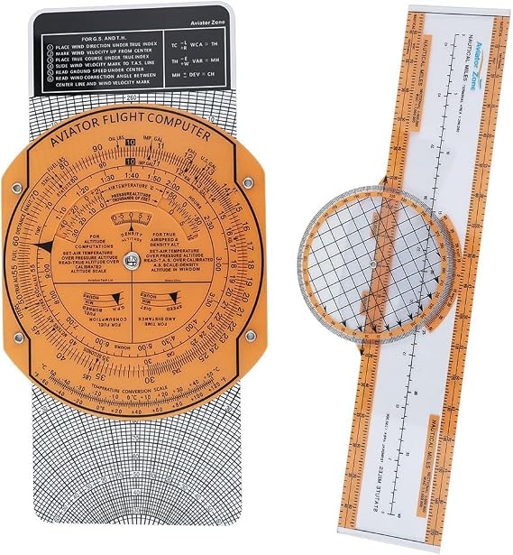 Aviation Navigation Plotter with 360° Rotation Slide Rule, Transparent ABS Flight Computer for Pilots, CRP-1/CRP-5(A)