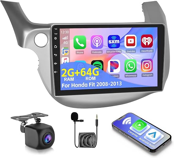 [DSP & EQ] 2+64G Car Radio for Honda Fit 2008-2013 Wireless Carplay | 10.1 Inch Android IPS Touch Screen Car Stereo, Bluetooth, GPS Navi, WiFi, SWC, 28UI