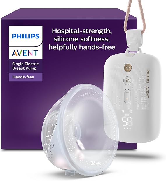 Philips Avent Hands-Free Single Electric Breast Pump, Hospital-Strength Motor, Mimics Baby's Drinking Rhythm, Pumps up to 85 Times per Minute, Light Collection Cup, 2 Breast Shields, Model SCF531/11