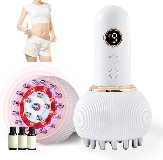 Lymphatic Drainage Massager with Microcurrent for Legs Arms & Abdomen | Anti Cellulite Body Sculpting Tool with Heat, Vibration & Red Light Therapy, Portable Electric Massage Device for Home Use