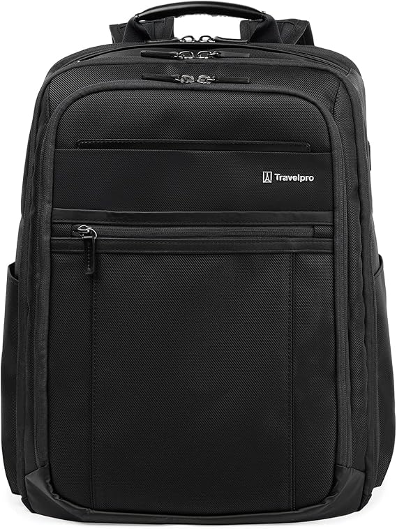Travelpro Crew Executive Choice 3 Large Travel Laptop Backpack, Black | Fits 15.6-Inch Laptops & Tablets, USB-A & C Ports, Water-Resistant Nylon, Men & Women