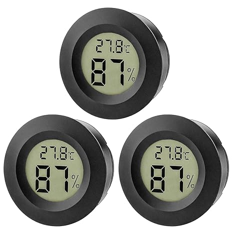 3 Pcs Hygrometer Thermometer, Mini Round Hygrometer LCD Digital