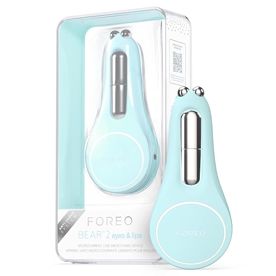 FOREO Bear 2 Eyes & Lips Artic Blue | Microcurrent device, eye massager, lip plumper, face lift, dark circles, brow lift, firming, skin care tools