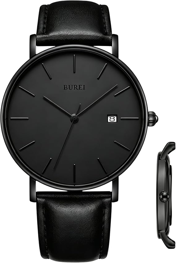 BUREI Men Wrist Watches Fashion Minimalist Thin Analog Quartz Waterproof Watches for Men, Refined Gifts for Men, Boyfriend, Husband, Dad