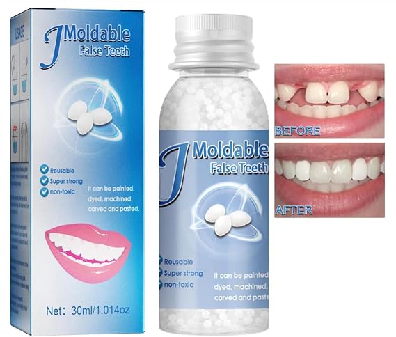 False Teeth Tooth Repair Granules, Tooth Filling Repair Kit, DIY Moldable - Temporary Tooth Repair Beads, Tooth Bonding Kit for Fix The Missing and Broken Tooth, Instantly Confident Smile (1PC)
