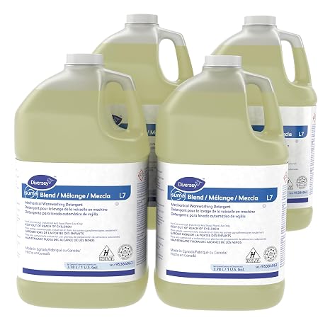 Diversey 95384963 Suma Blend Mechanical Warewashing Detergent, Commercial Dish Soap Degreases & Dissolves Tannins, Liquid Concentrate, Unscented, 1-Gallon (Pack of 4)