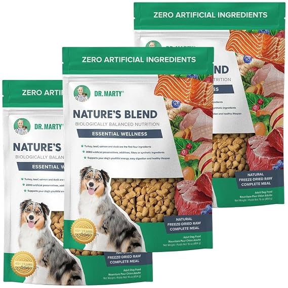 Dr. Marty Nature's Blend Freeze-Dried Raw Dog Food 48 oz (3 Bags x 16 oz)