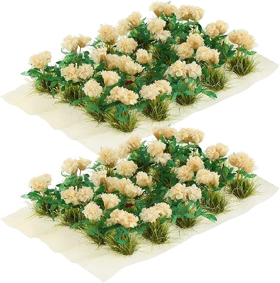 Yetaha 40Pcs White Gardenia Flower Clusters Handmade Static Grass Shrubs