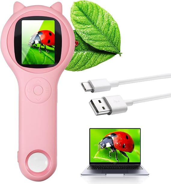 Pink Handheld Digital Microscope, Educational Microscope Science