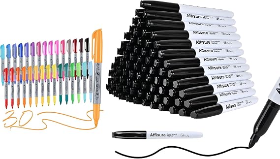 30 Colors Permanent Markers and 100 packs permanent markers bulk