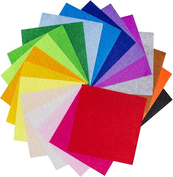 6" x 6" Felt Fabric Sheets for Crafts, 20pcs Assorted Colors Felt Paper