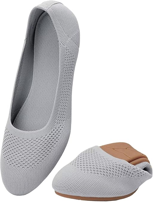 poemlady Women's Ballet Flats Slip On Knit Soft Round Toe Dress Shoes