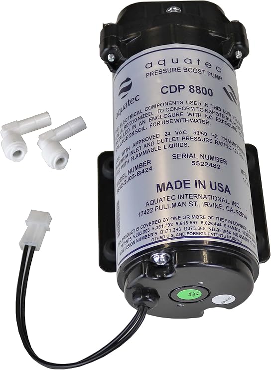 Aquatec 8800 series 8852 water pressure boost pump (pump only), 2.6LPM 24VAC for aeroponics or 100GPD to 200GPD RO systems
