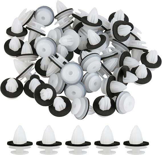 Car Trim Clips Plastic Fasteners 50 pcs, Universal Auto Panel Fixing Clips Plastic Push Rivets Car Door Retainer Mounting Clips for Car Boots Interior Doors Bumper, White Auto Parts