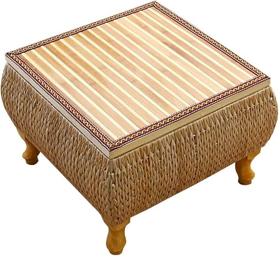 Low Coffee Table Living Room Farmhouse Floor Table Coffee Table Storage Box Living Room Square Side Hand-Woven Window Table Storage Table Japanese Tatami Table(50 * 50 * 30CM)