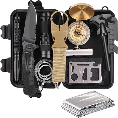 Gifts for Men Husband Dad Valentines Day, Survival Kit, Emergency Survival Gear and Equipment 14 in 1, Anniversary Birthday Gifts for Him Boyfriend, Hunting Fishing Camping Accessories, Cool Gadget