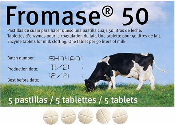 RENNET TABLETS/Fromase 50/5 TABLETS / 5 PASTILLAS / 5 5 TABLETTES Made in France