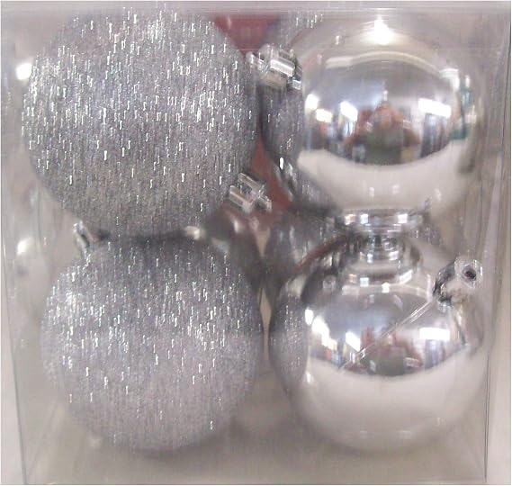 8 Count Shatter Resistant Ball Christmas Tree Ornaments 2.5" Silver