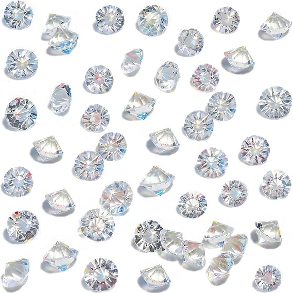 HANSGO 500PCS Diamond Decorations, Mini Clear Fake Diamonds Vase Fillers | Acrylic Crystal Gems for Wedding, Table Scatters, Party Decor, DIY Crafts