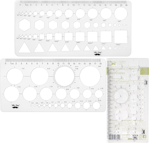 Mr. Pen- Circle Template, 2 pcs, Circle Template for Drawing Stencils | Shape Stencils, Geometric Stencils, Drawing Templates Stencils, Drafting Supplies