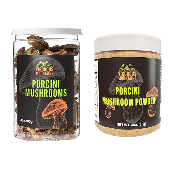 VIGOROUS MOUNTAINS Dried Porcini Mushrooms & Powder for Cooking