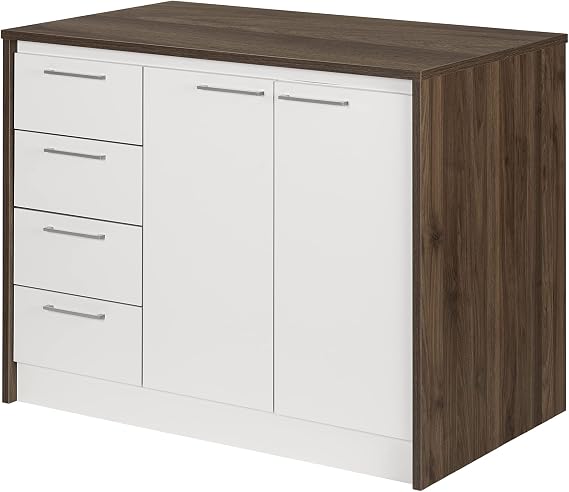 South Shore Kitchen Island, Natural Walnut and White