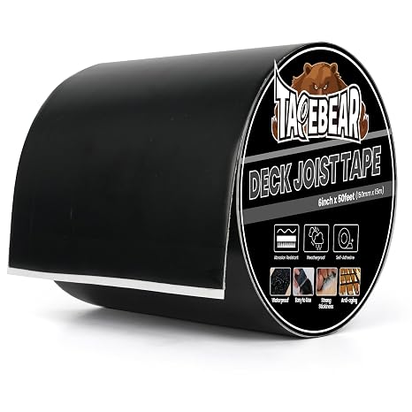 TAPEBEAR Joist Tape 6"50' Deck Joist Tape Waterproof Butyl Sealant | Joist Flashing Tape for Decking, Anti-Corrosion Weather Resistant Tape for Wood Decks Beams Rim, Roof