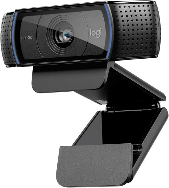 Logitech C920 HD PRO Webcam, 1080p/30 FPS Resolution, Auto Light Correction with RightLight 2, Dual Microphone Stereo Audio, Black