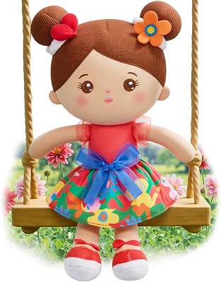 OUOZZZ 12.6 Soft Baby Doll - Toys for 1 Year Old Girl, Hispanic Baby Doll Ideal Birthday Baby Girl Gift, Snuggle Buddy for Infants Brown Skin